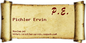 Pichler Ervin névjegykártya